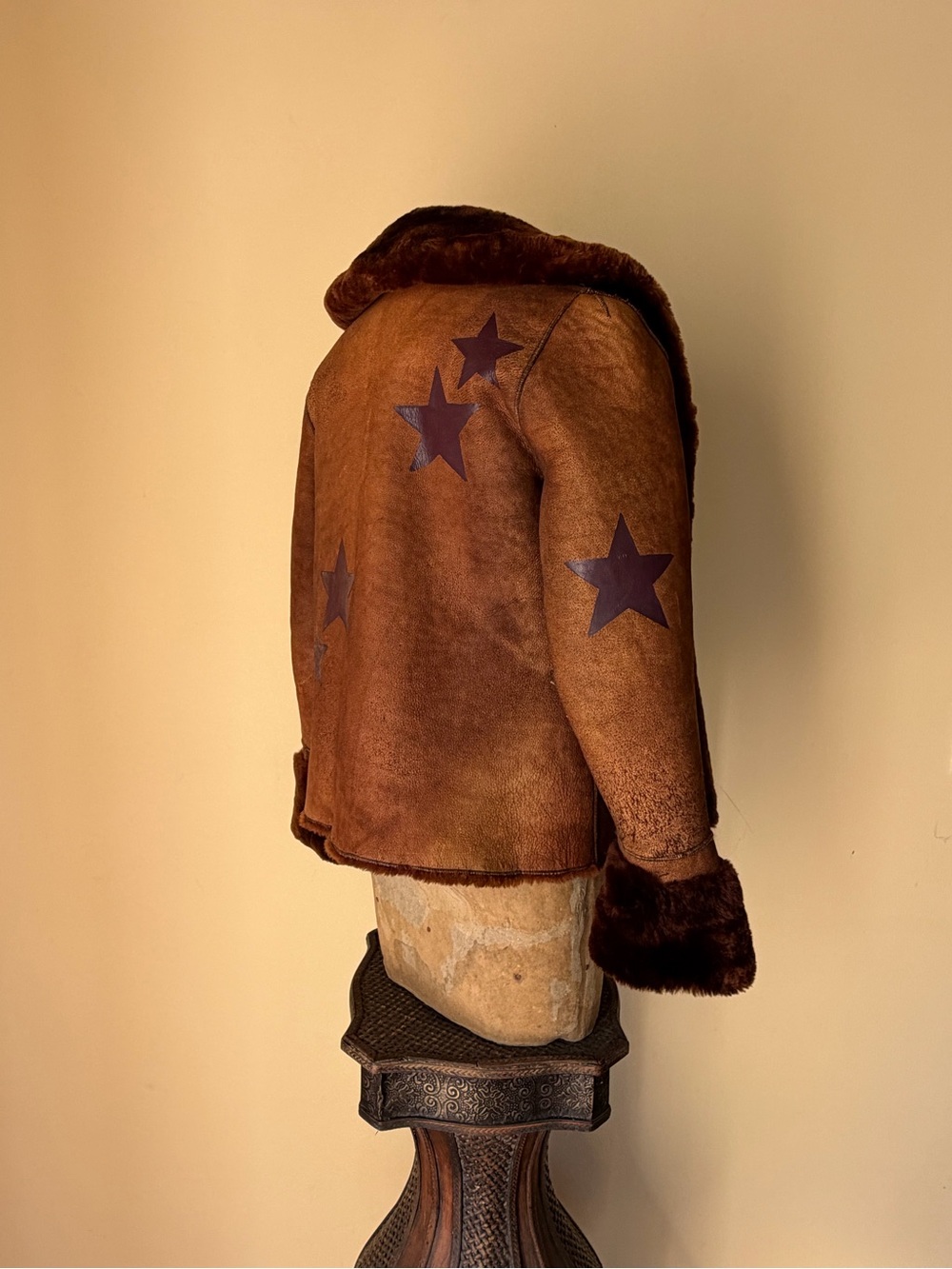 Vtg 70's Pennylane Shearling Jacket Rust Brown Celestial Western Boho Whimsygoth - Picture 5 of 8